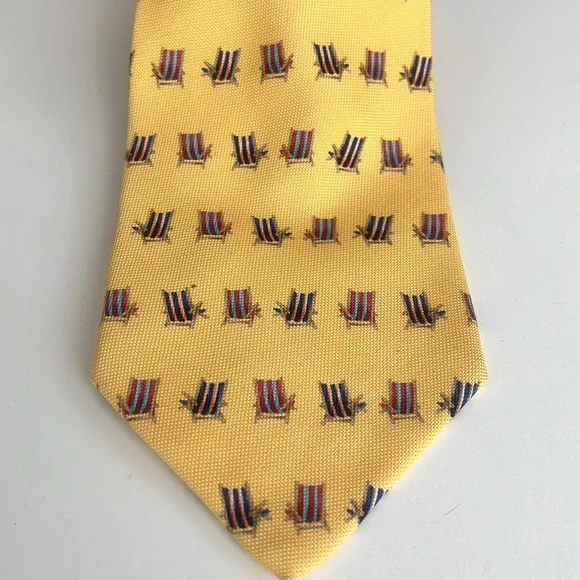 Tommy Bahama’s Off Island Imported Silk Tie with Beach Chairs Made in USA - Picture 2 of 7